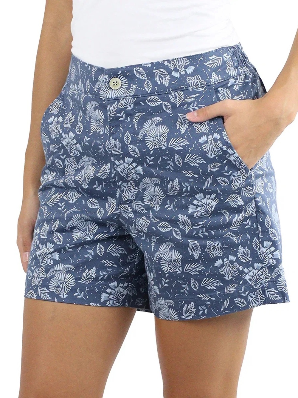 JACHS Girlfriend Blue Floral Print Shorts
